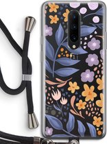 Case Company® - OnePlus 7 Pro hoesje met Koord - Flowers with blue leaves - Telefoonhoesje met Zwart Koord - Bescherming aan alle Kanten en Over de Schermrand