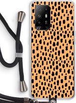 Case Company® - Oppo A94 5G hoesje met Koord - Panter - Telefoonhoesje met Zwart Koord - Bescherming aan alle Kanten en Over de Schermrand