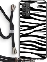 Case Company® - Samsung Galaxy A32 4G hoesje met Koord - Zebra pattern - Telefoonhoesje met Zwart Koord - Bescherming aan alle Kanten en Over de Schermrand