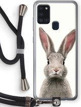 Case Company® - Samsung Galaxy A21s hoesje met Koord - Daisy - Telefoonhoesje met Zwart Koord - Bescherming aan alle Kanten en Over de Schermrand