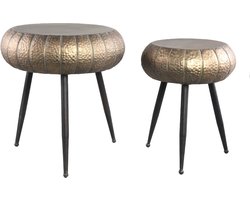 PTMD Reddick Ronde Bijzettafel - 47x45x50 cm - Set van 2 - Goud
