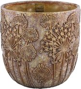 PTMD Azura Ronde Bloempot - H40 x Ø40 cm - Cement - Goud