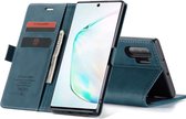 CASEME - Samsung Galaxy Note 10 Plus Retro Wallet Case - Blauw