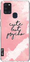 Casetastic Samsung Galaxy A21s (2020) Hoesje - Softcover Hoesje met Design - Cute But Psycho Pink Print