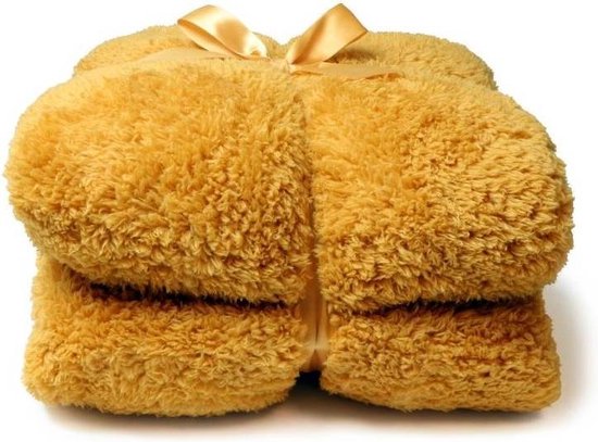 Unique Living Teddy - Fleece - Plaid - 150x200 cm - Mellow Yellow