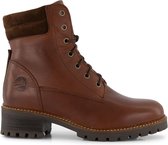 Travelin' Molde - Dames Leren Enkellaars - Wol gevoerde veterschoen - Boot - Bruin Leer - Maat 38