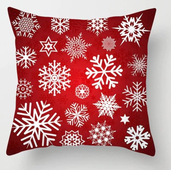 Dijk Allerlei soorten houding Kerst sneeuwvlokken - kussenslopen - 45x45cm - Rood | bol.com