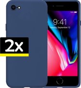Hoesje Geschikt voor iPhone SE 2020 Hoesje Siliconen Case - Hoes Geschikt voor iPhone SE (2020) Hoes Siliconen - Donkerblauw - 2 Stuks