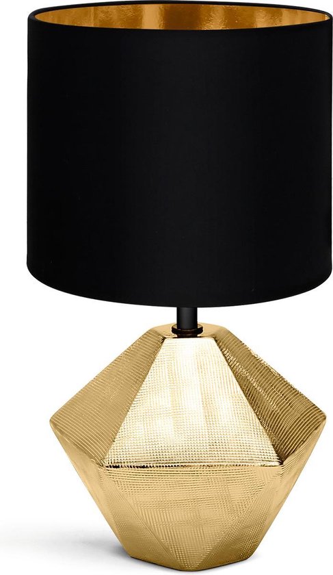 Aigostar Tafellamp - Goud - Keramiek - Lamp met kap - H25cm