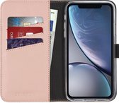 iPhone Xr Hoesje met Pasjeshouder - Selencia Echt Lederen Booktype - Roze