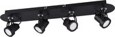 LED Plafondspot - Trion Guno - GU10 Fitting - 4-lichts - Rechthoek - Mat Zwart - Aluminium - BES LED