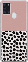 Samsung A21s hoesje siliconen - Stippen roze | Samsung Galaxy A21s case | grijs | TPU backcover transparant