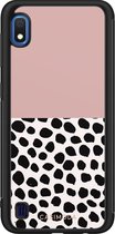 Samsung A10 hoesje - Stippen roze | Samsung Galaxy A10 case | Hardcase backcover zwart