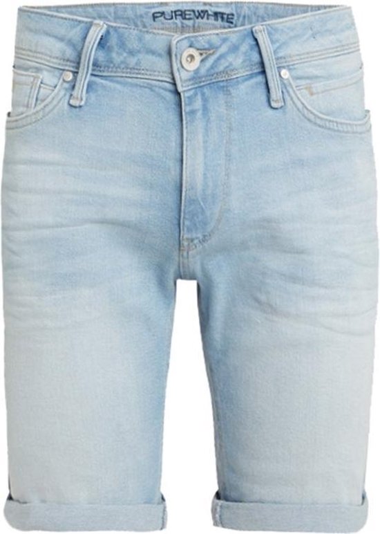 Purewhite - Heren Slim Fit Korte Broek - Blauw - Maat 31 | bol.com