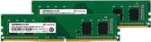 Transcend JetRAM - DDR4 - 16 GB: 2 x 8 GB - DIMM 288-PIN - 2666 MHz / PC4-21300 - 1.2 V - niet-gebufferd - niet-ECC