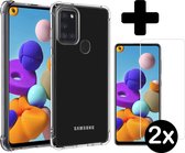 Samsung Galaxy A21s Hoesje Shock Proof Hoes Transparant Met 2x Screenprotector