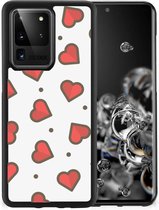 Transparant Hoesje Super als Sinterklaas Cadeautje Samsung Galaxy S20 Ultra Silicone Hoesje met Zwarte rand Hearts