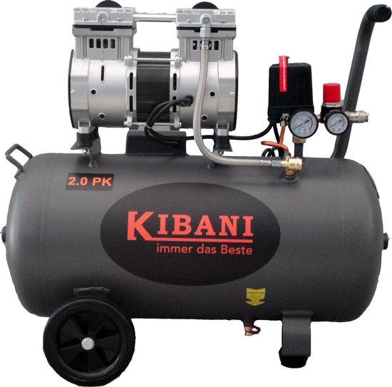 bol.com | Super stille Kibani compressor 50 Liter - olievrij - 8 BAR - 63  dB 'Super Silent'
