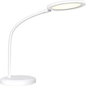 LED Tafellamp - Tafelverlichting - Aigi Priton - 7W - Natuurlijk Wit 4000K - Dimbaar - Rond - Mat Wit - Kunststof - BES LED