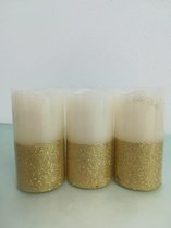 LED-Kaarsen - 3 stuks - wit en goud  - 12 cm