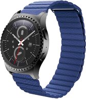 Universeel Smartwatch 20MM Bandje Echt Leer met Magneetsluiting Blauw