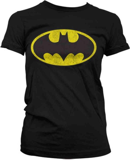DC Comics Batman Dames Tshirt -L- Distressed Logo Zwart