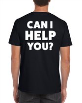 Can I help you t-shirt zwart voor heren - bedrukking aan achterkant - voor beurzen en evenementen - vraagbak / hulp shirt S