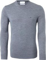 Calvin Klein slim fit trui wol - heren pullover O-hals - grijs melange -  Maat: XL