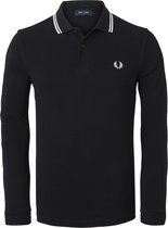 Fred Perry polo lange mouwen - zwart -  Maat: M