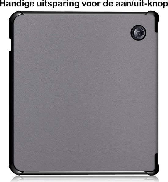 Hoesje Geschikt voor Kobo Libra H2O Hoesje Luxe Bescherm Case Trifold - Hoes Geschikt voor Kobo Libra H2O Hoes Book Cover - Grijs van Hoesje  — afbeelding 4