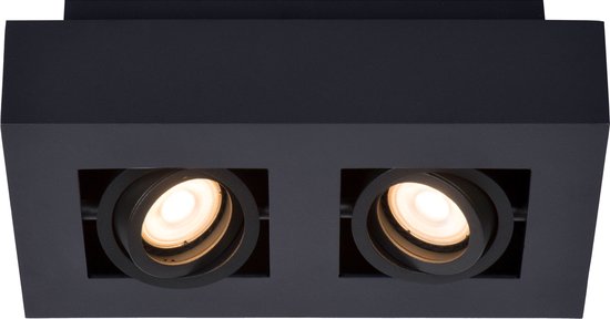 Lucide XIRAX Plafondspot - LED Dim to warm - GU10 - 2x5W 2200K/3000K - Zwart