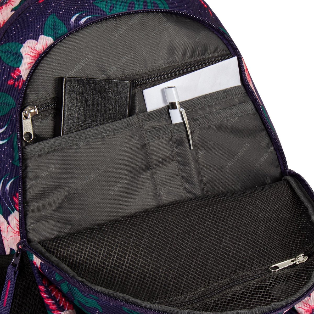New Rebels® BTS 4 - Rugtas - Paars - Bloemen - 15.6151413121087 ...