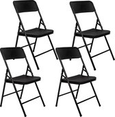 4 Klapstoelen tot 150 kg - Vouwbare Balkonstoel Rotan-Look - Tuinstoel Weerbestendig Zwart
