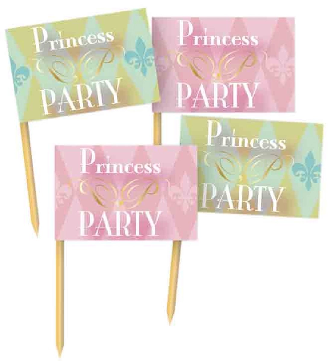 Partyprikkers \'princess Party\' 7 Cm 36 Stuks Roze/groen