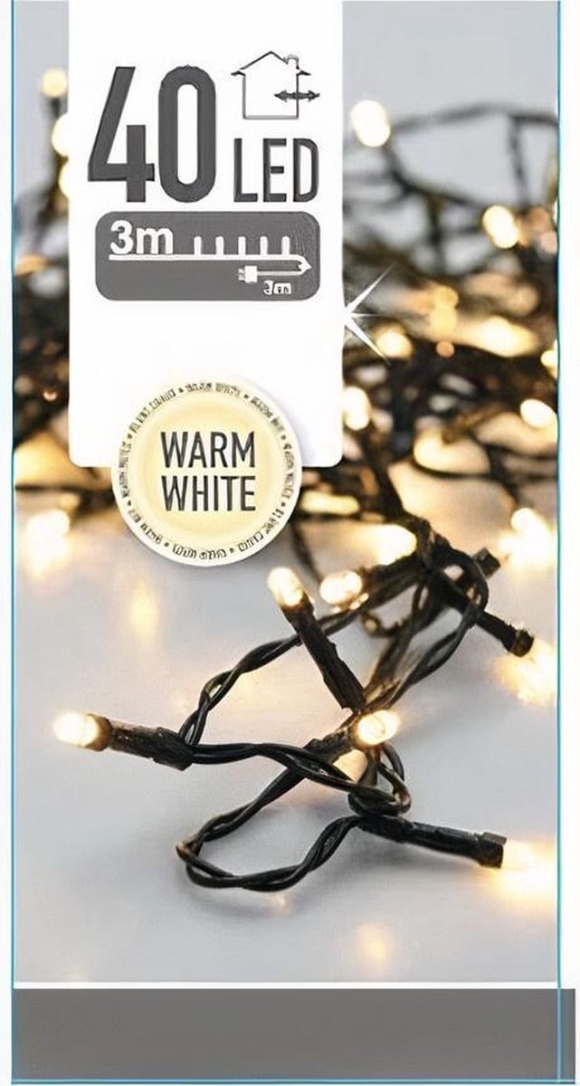 Kerstverlichting lichtsnoer - 40 led lampjes - warm wit - 300 cm - kerstlampjes – foto 5