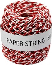 Papierkoord, dikte 1 mm, rood/wit, 50m