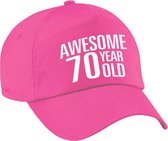Awesome 70 year old verjaardag pet / cap roze voor dames en heren - baseball cap - verjaardags cadeau - petten / caps
