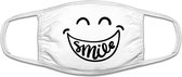 Big smile | grappig mondkapje | gezichtsmasker | bescherming | bedrukt | logo | Wit mondmasker van katoen, uitwasbaar & herbruikbaar. Geschikt voor OV