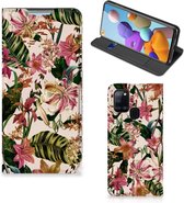 Hoesje ontwerpen Geschikt voor Samsung Galaxy A21s Smart Cover Valentijn Cadeautje Vrouw Bloemen