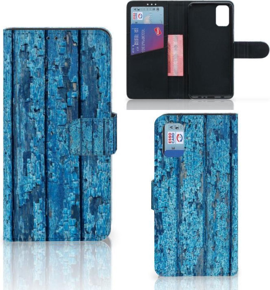 Samsung Galaxy A41 Book Style Case Wood Blue