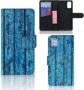 Magnet Case Geschikt voor Samsung Galaxy A41 Telefoonhoesje Wood Blue
