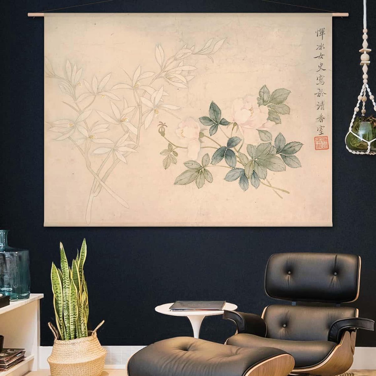 Wandkleed-XL Zeventiende-eeuwse Chinese bloemenstudie