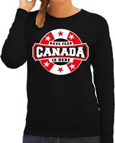 Have fear Canada is here sweater met sterren embleem in de kleuren van de Canadese vlag - zwart - dames - Canada supporter / Canadees elftal fan trui / EK / WK / kleding 2XL