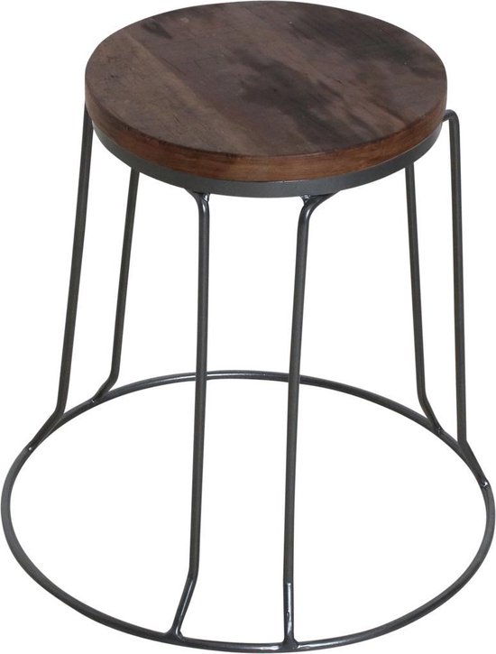 Tabouret Raw Materials Factory - Table d'appoint - Bois recyclé - 30x30x46 cm