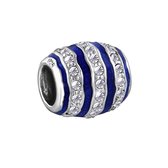 Quiges - 925 - Zilveren - Bedels -Sterling zilver - Beads - Blauwe Golven Kraal Charm - Geschikt – voor - alle bekende merken - Armband Z639
