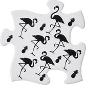 Alchemy Gothic Onderzetter Black Flamingo Puzzle Set van 4 Wit