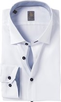 Jacques Britt overhemd - Como custom fit - twill - wit (contrast) - Strijkvriendelijk - Boordmaat: 43