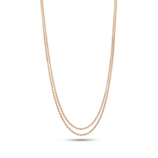Velini jewels-Dubbel ROLOR925R-925 Zilver Rosé Ketting- 45 cm + 5 cm verlengstuk