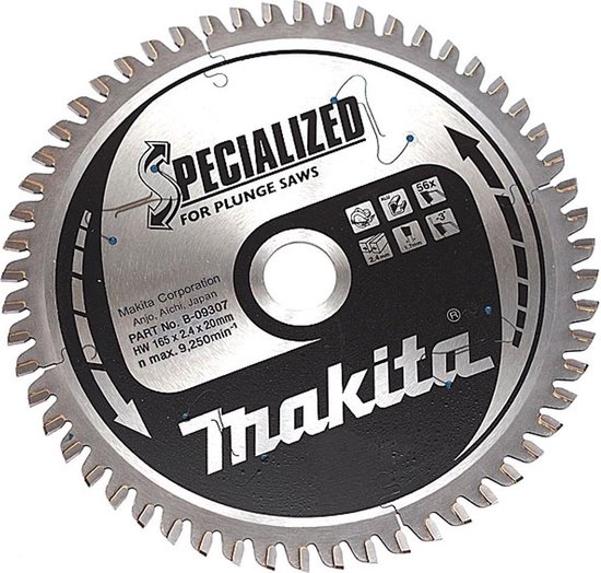 Makita Cirkelzaagblad voor Aluminium | Specialized | Ø 165mm Asgat 20mm 56T  - B-09307 | bol.com