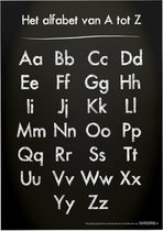 Educatieve poster (Forex) - Taal alfabet zwart krijtbord - 50 x 70 cm (B2)